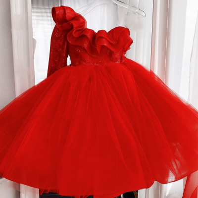 Kırmızı Prenses Abiye Elbise Kız Çocuk İçin – Doğum Günü ve Özel Gün Elbisesi Kırmızı - 3