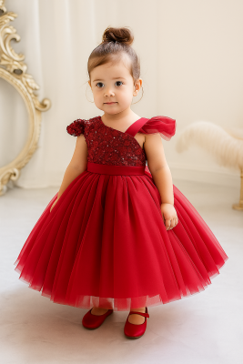 Kız Çocuk Abiye Elbise Tül Prenses Model Doğum Günü Parti Elbisesi