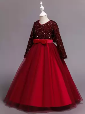 Kız Çocuk Özel Gün Elbisesi – Parlak Payetli Abiye - 3