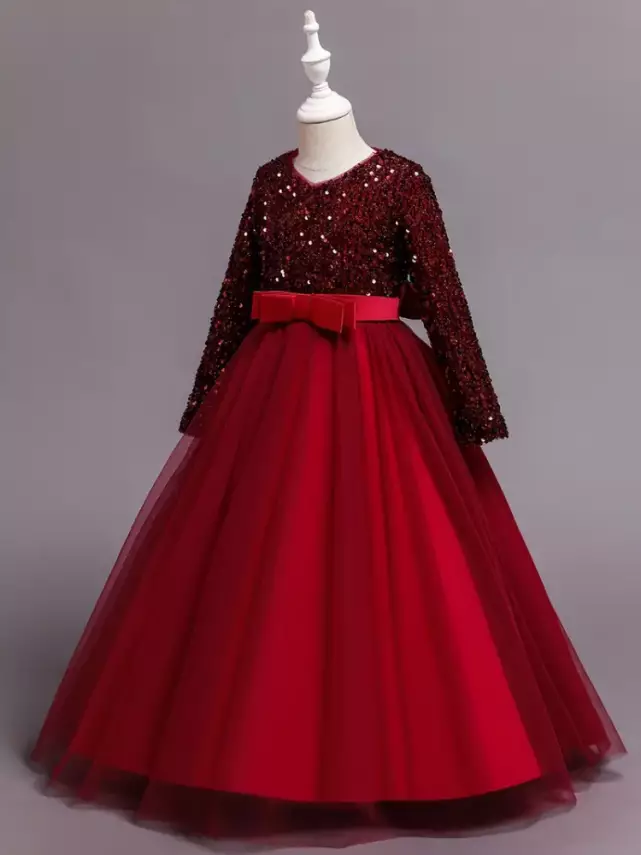 Kız Çocuk Özel Gün Elbisesi – Parlak Payetli Abiye - 3