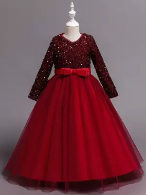 Kız Çocuk Özel Gün Elbisesi – Parlak Payetli Abiye - 2