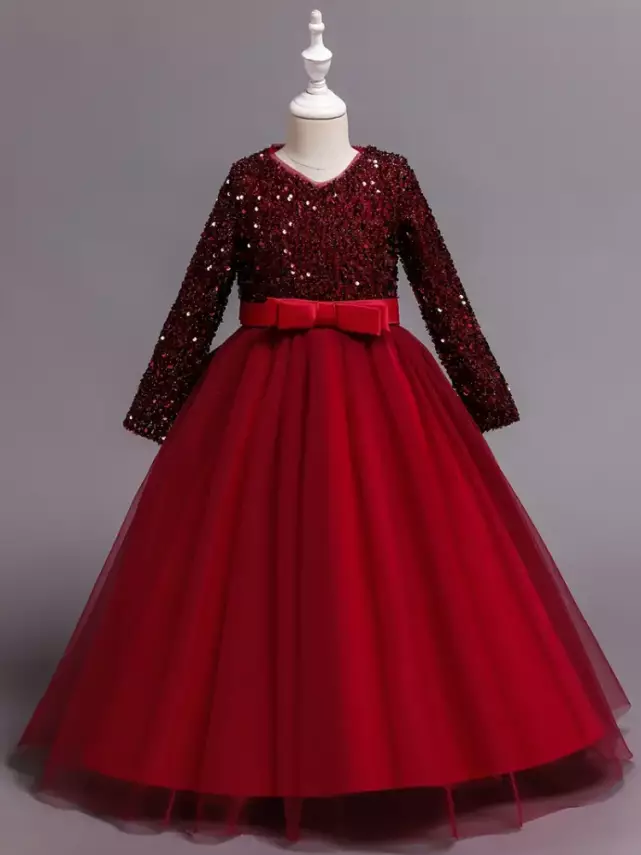 Kız Çocuk Özel Gün Elbisesi – Parlak Payetli Abiye - 2
