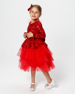 Kız Çocuk Payetli Tül Katlı Abiye Elbise Özel Gün ve Doğum Günü - 2