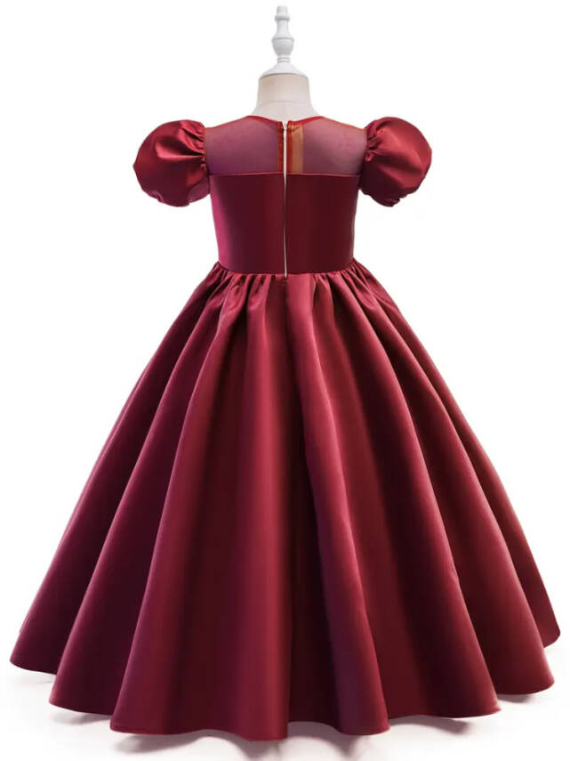 Kız Çocuk Prenses Abiye Elbise – Özel Gün ve Parti Kıyafeti-Tarlatanlı Bordo - 5