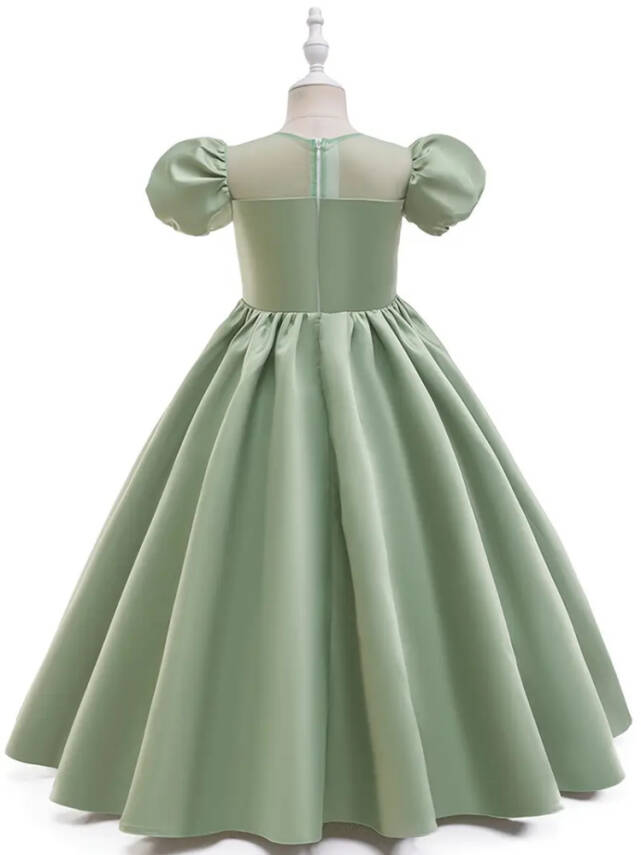 Kız Çocuk Prenses Abiye Elbise – Özel Gün ve Parti Kıyafeti-Tarlatanlı Yeşil - 4
