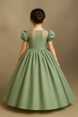 Kız Çocuk Prenses Abiye Elbise – Özel Gün ve Parti Kıyafeti-Tarlatanlı Yeşil - 2