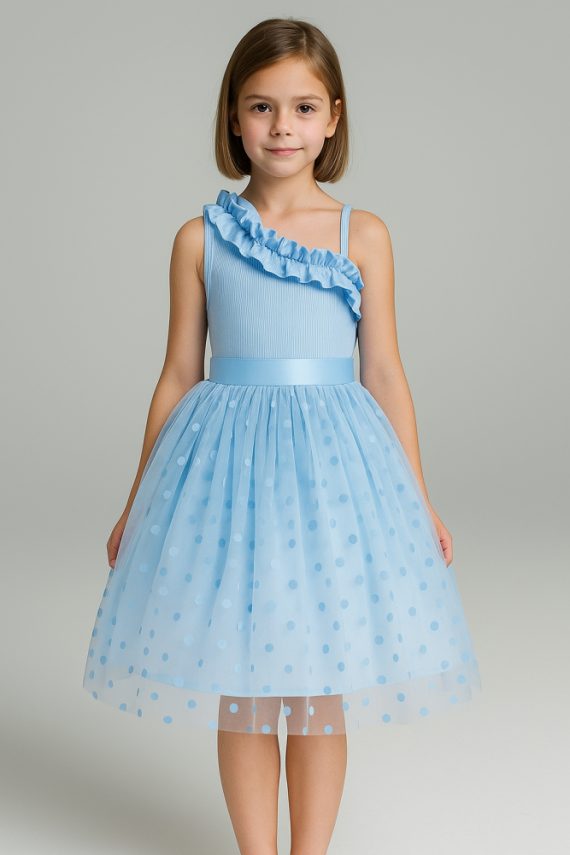 Kız Çocuk Prenses Model Tül Abiye Elbise -Özel Gün Davet Abiyesi  - 1