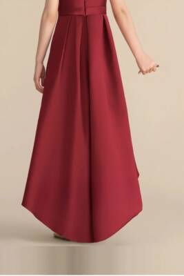 Kız Çocuk Saten Abiye Elbise – Prenses Model Mezuniyet ve Parti Elbisesi Bordo - 3