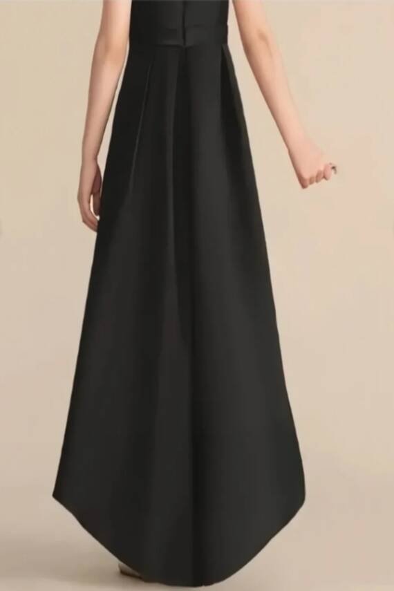 Kız Çocuk Saten Abiye Elbise – Prenses Model Mezuniyet ve Parti Elbisesi Siyah - 3