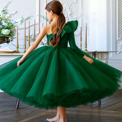 Prenses Abiye Elbise Kız Çocuk İçin – Doğum Günü ve Özel Gün Elbisesi Yeşil - 2