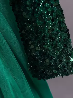 Yeşil Kız Çocuk Özel Gün Elbisesi – Parlak Payetli Abiye - 4